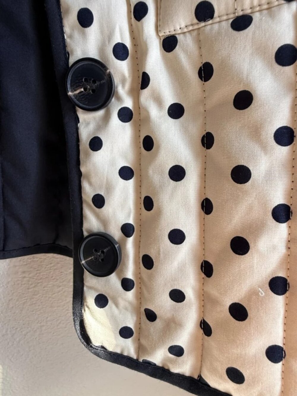 Joie Women's Reversible Quilted Jacket Cream Polka Dot Black Cotton Size S NWT - Picture 10 of 16